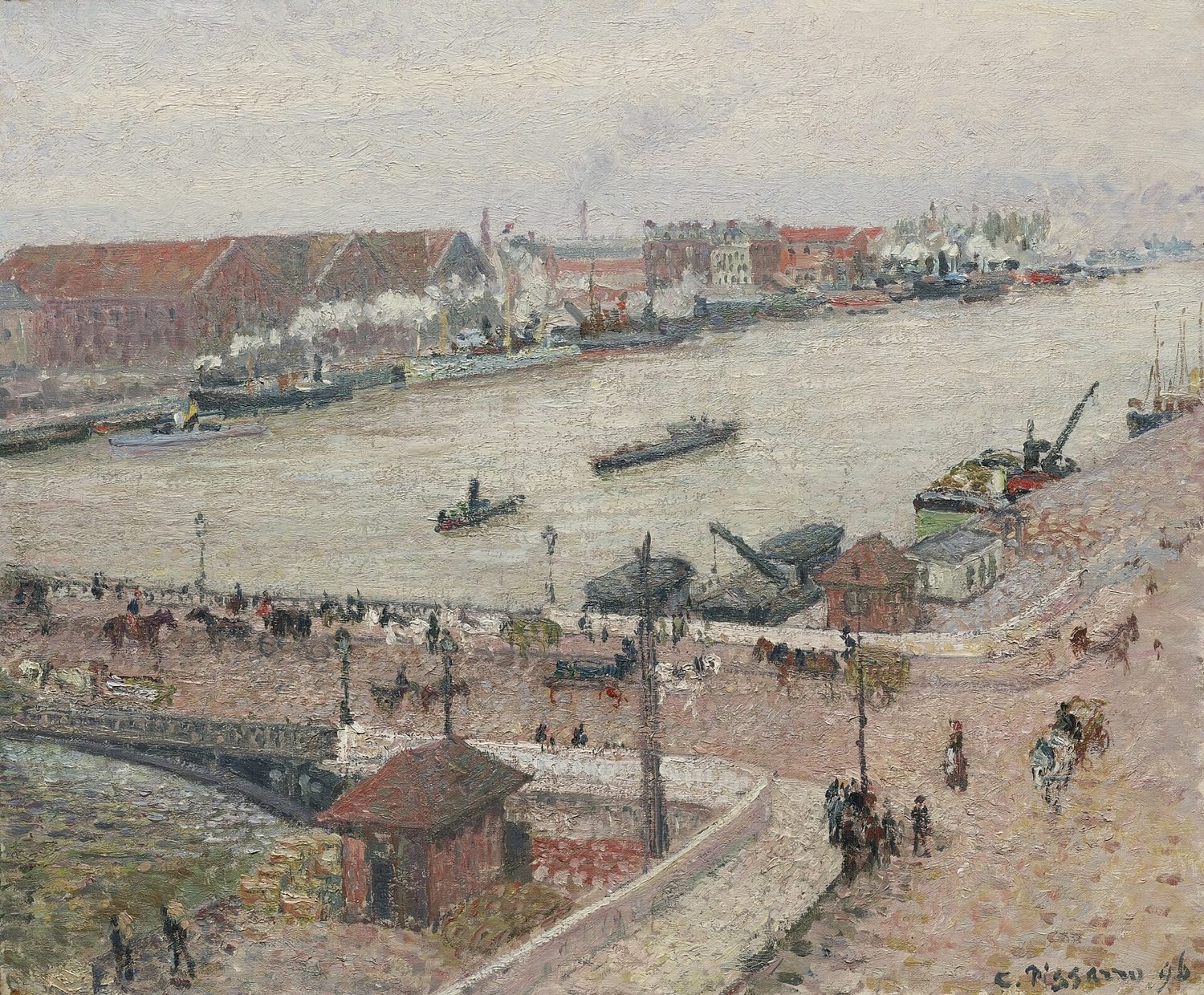 Crue de la Seine, pont Boieldieu, Rouen, Camille Pissarro, 1896.